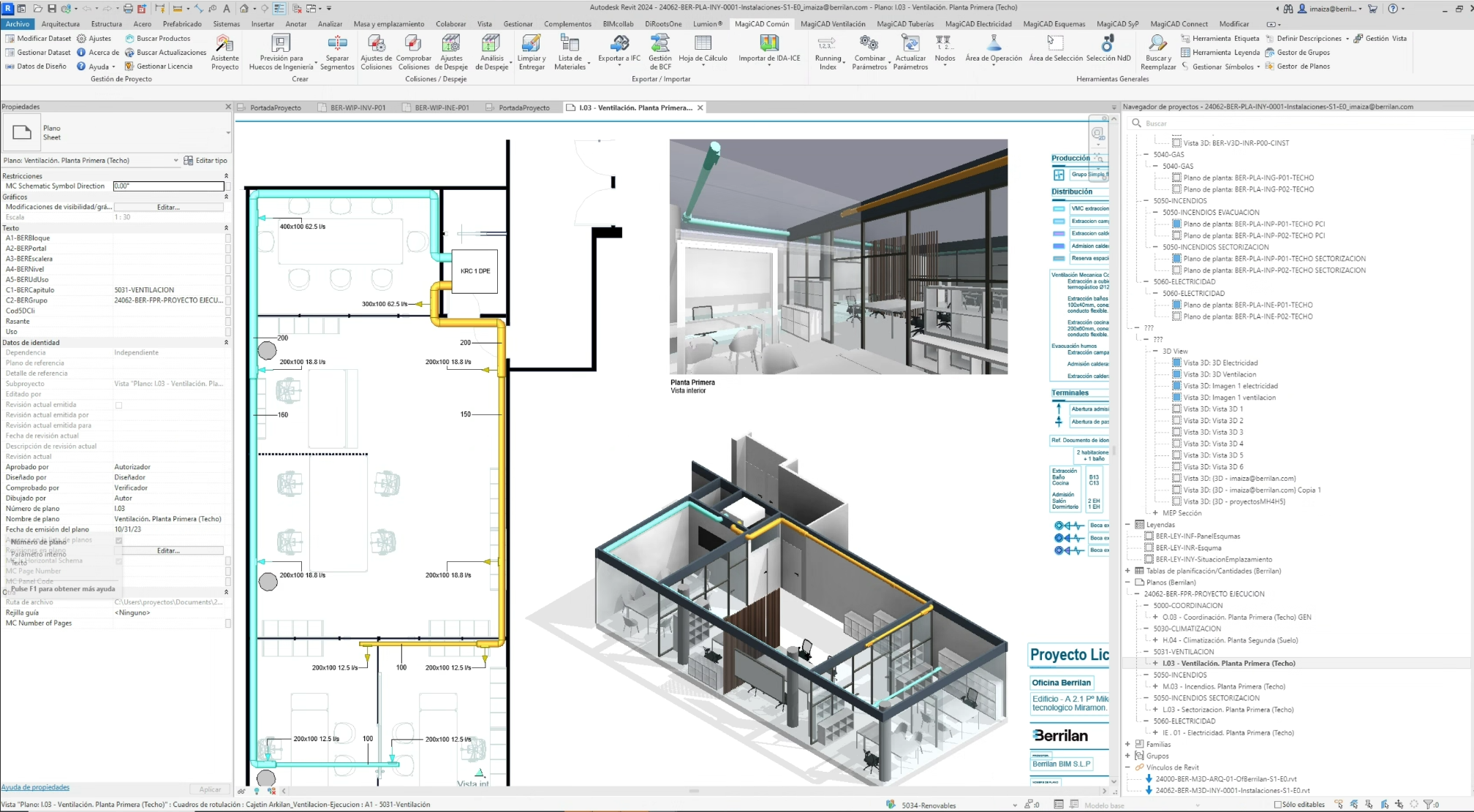 Proyecto BIM MEP desarrollado por Berrilan con MagiCAD for Revit