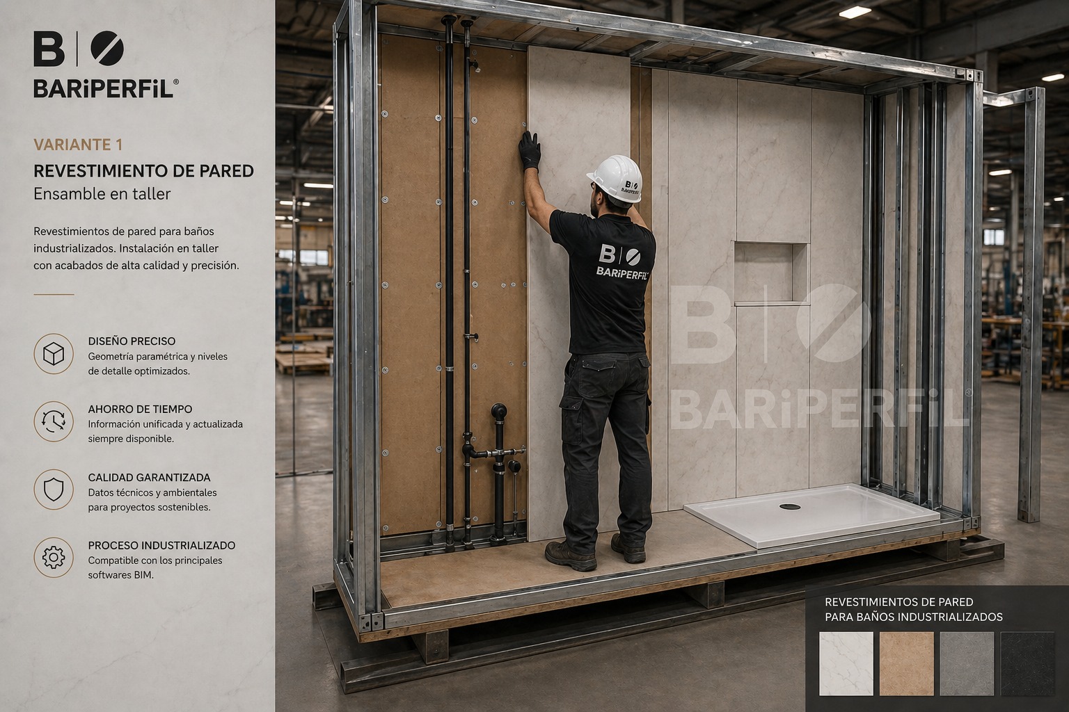 Objeto BIM de revestimiento industrializado desarrollado para BARIPERFIL